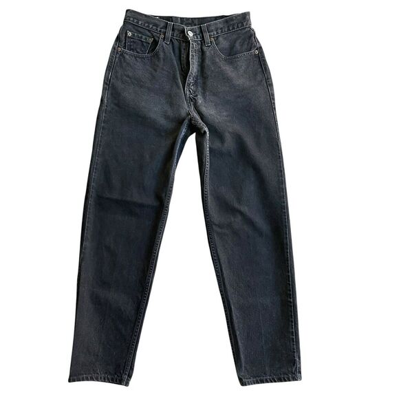 Vtg Levis Jeans Black Loose Fit Straight Fit Denim Y2K Grunge Size 8 - Picture 1 of 6